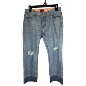 POL Women's High-Rise Distressed Straight Leg Jeans Medium Blue Size M